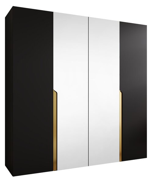 Gardróbszekrény Hartford 586, Laminált forgácslap, 202x200x52cm, Aranysárga, Fekete