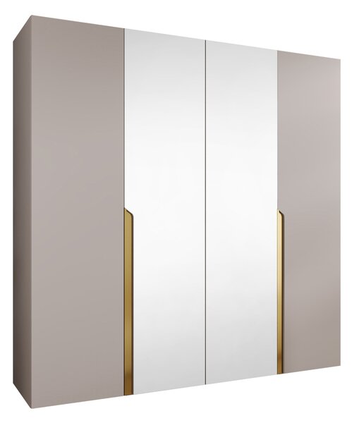 Gardróbszekrény Hartford 586, Laminált forgácslap, 202x200x52cm, Kasmír, Aranysárga