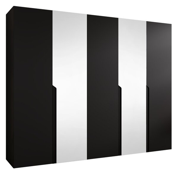 Gardróbszekrény Hartford 587, Laminált forgácslap, 202x250x52cm, Fekete
