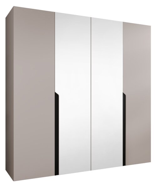 Gardróbszekrény Hartford 586, Laminált forgácslap, 202x200x52cm, Kasmír, Fekete