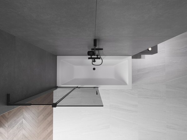 Mexen Velar L, 2 szárnyas eltolható kádparaván 100 x 150 cm, 8mm szürke üveg, fekete matt, 896-100-003-41-70