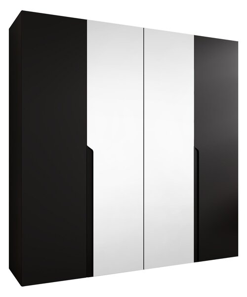 Gardróbszekrény Hartford 586, Laminált forgácslap, 202x200x52cm, Fekete