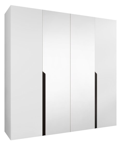 Gardróbszekrény Hartford 586, Laminált forgácslap, 202x200x52cm, Fehér, Fekete