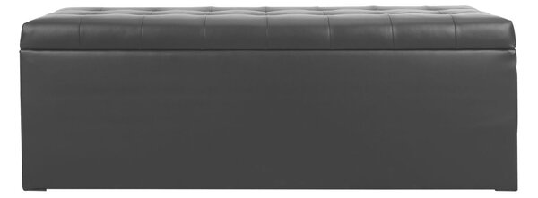 Ülőkés tároló pad, műbőr, 130x46 cm, fekete - MADISON