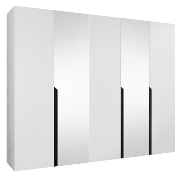 Gardróbszekrény Hartford 587, Laminált forgácslap, 202x250x52cm, Fekete, Fehér