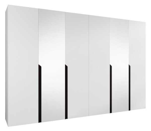 Gardróbszekrény Hartford 588, Laminált forgácslap, 202x300x52cm, Fekete, Fehér