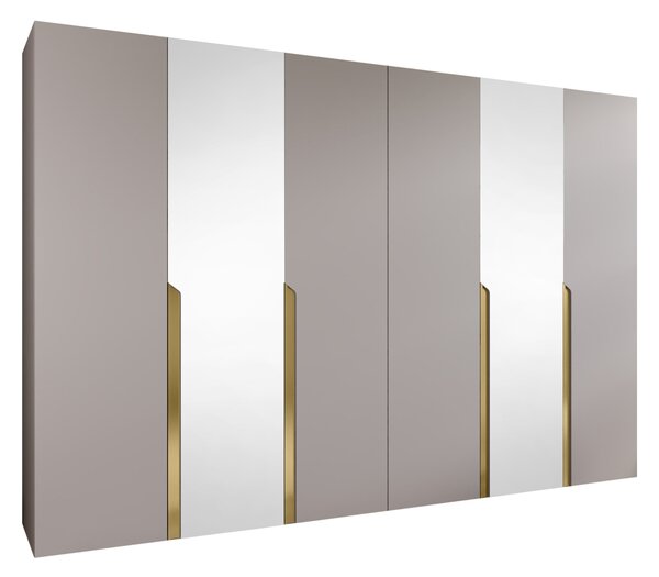 Gardróbszekrény Hartford 588, Laminált forgácslap, 202x300x52cm, Kasmír, Aranysárga