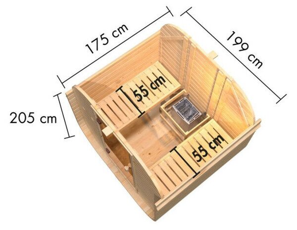 Karibu "Quadro 1" kültéri hordó szauna 2 fő részére – kályha nélkül