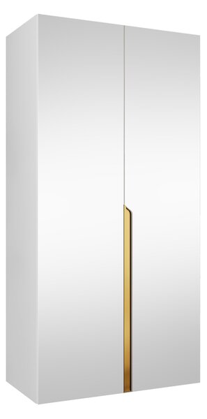 Gardróbszekrény Hartford 589, Laminált forgácslap, 202x100x52cm, Aranysárga, Fehér