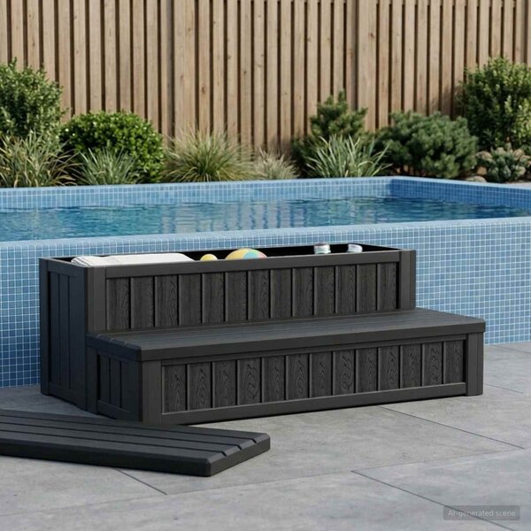 VidaXL Hot Tub lépcső tárolóval 2 lépésben Fekete 93 x 57 x 35 cm PP