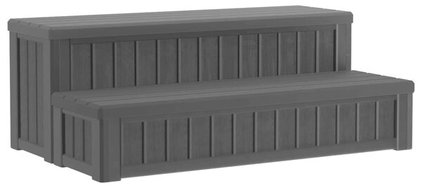 VidaXL Hot Tub lépcső tárolóval 2 lépésben Fekete 93 x 57 x 35 cm PP