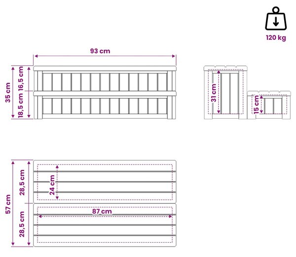 VidaXL Hot Tub lépcső tárolóval 2 lépésben Fekete 93 x 57 x 35 cm PP