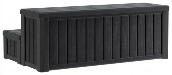 VidaXL Hot Tub lépcső tárolóval 2 lépésben Fekete 93 x 57 x 35 cm PP