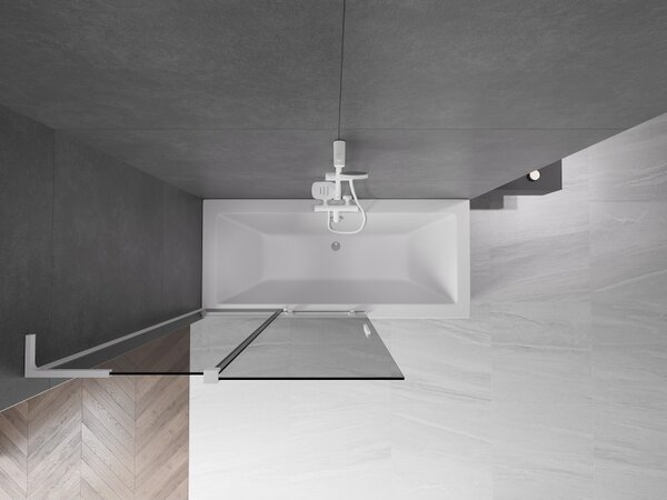 Mexen Velar L, 2 szárnyas eltolható kádparaván 110 x 150 cm, 8mm szürke üveg, fehér matt, 896-110-003-41-20