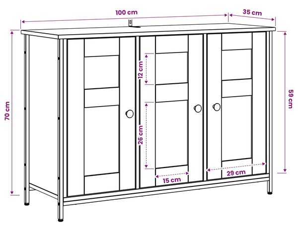 VidaXL Széf Antik Fa 100 x 35 x 70 cm Szerelt Fa