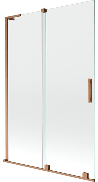 Mexen Velar L, 2 szárnyas eltolható kádparaván 120 x 150 cm, 8mm átlátszó üveg, rézmatt, 896-120-003-01-65