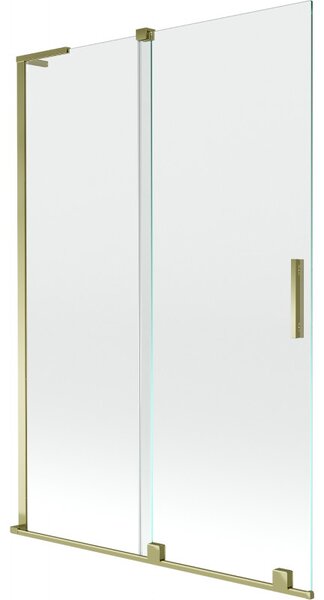 Mexen Velar L, 2 szárnyas eltolható kádparaván 120 x 150 cm, 8mm átlátszó üveg, arany fényes profil, 896-120-003-01-50