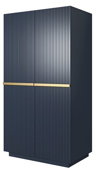 Nicole 100 cm szekrény - sötétkék MDF / arany fogantyúk