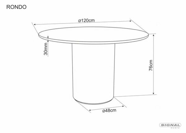 Rondo kerek étkezőasztal MDF diófa furnér 120 cm