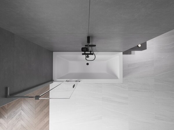 Mexen Velar L, 2 szárnyas eltolható kádparaván 70 x 150 cm, 8mm átlátszó üveg, polírozott grafit, 896-070-003-01-66