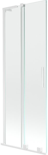 Mexen Velar L, 2 szárnyas eltolható kádparaván 70 x 150 cm, 8mm átlátszó üveg, fehér profil, 896-070-003-01-20