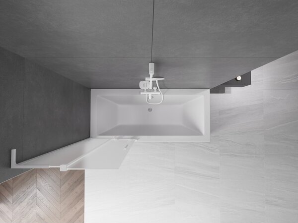 Mexen Velar L, 2 szárnyas eltolható kádparaván 70 x 150 cm, 8 mm mattüveg, fehér matt, 896-070-003-31-20