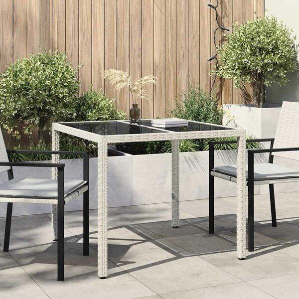 VidaXL Kerti Asztal Fehér 90 x 90 x 75 cm polirattan