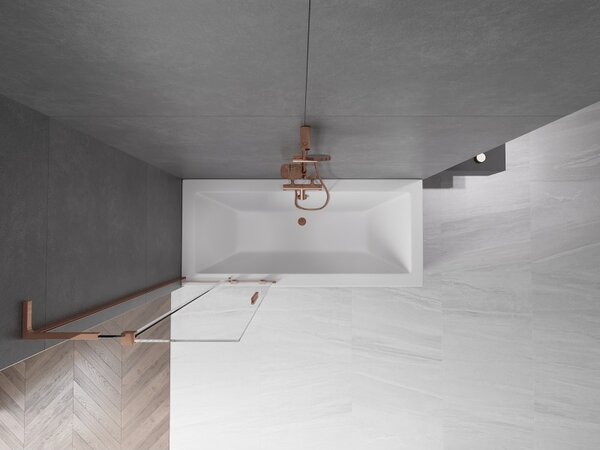 Mexen Velar L, 2 szárnyas eltolható kádparaván 70 x 150 cm, 8mm átlátszó üveg, rózsaszín arany, 896-070-003-01-60