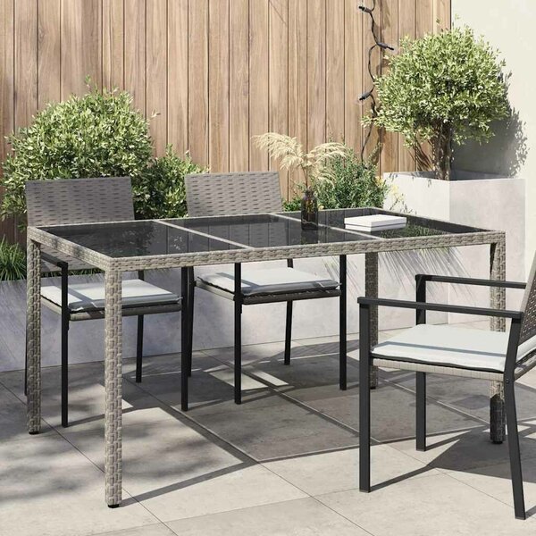 VidaXL Kerti Asztal Szürke 150 x 90 x 75 cm polirattan