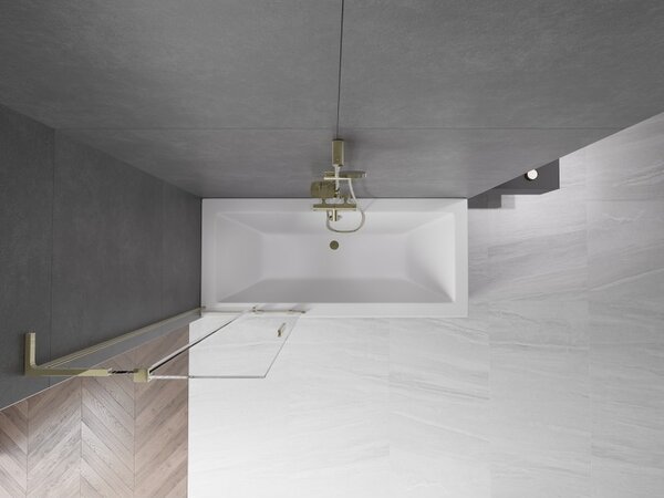Mexen Velar L, 2 szárnyas eltolható kádparaván 70 x 150 cm, 8mm átlátszó üveg, arany fényes profil, 896-070-003-01-50