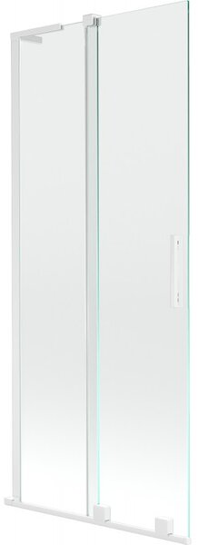 Mexen Velar L, 2 szárnyas eltolható kádparaván 80 x 150 cm, 8mm átlátszó üveg, fehér profil, 896-080-003-01-20