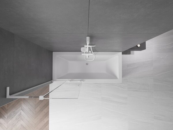 Mexen Velar L, 2 szárnyas eltolható kádparaván 80 x 150 cm, 8mm átlátszó üveg, fehér profil, 896-080-003-01-20