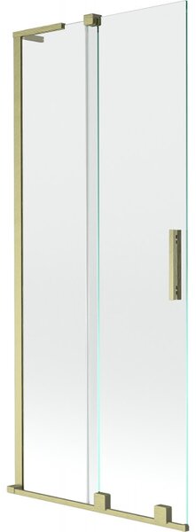 Mexen Velar L, 2 szárnyas eltolható kádparaván 80 x 150 cm, 8mm átlátszó üveg, arany matt profil, 896-080-003-01-55