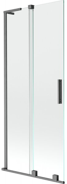 Mexen Velar L, 2 szárnyas eltolható kádparaván 80 x 150 cm, 8mm átlátszó üveg, polírozott grafit, 896-080-003-01-66