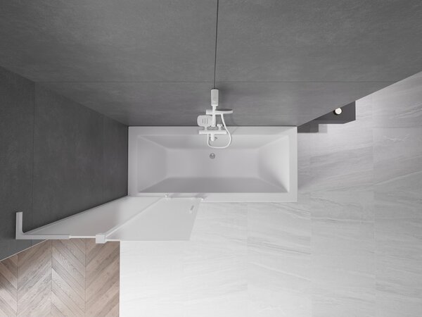 Mexen Velar L, 2 szárnyas eltolható kádparaván 80 x 150 cm, 8 mm matt üveg, fehér matt, 896-080-003-31-20