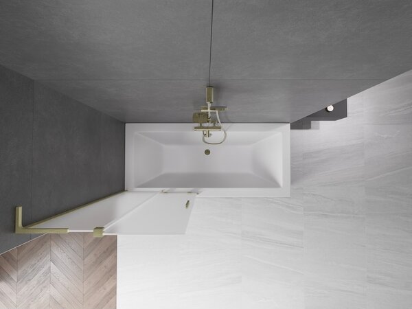 Mexen Velar L, 2 szárnyas eltolható kádparaván 80 x 150 cm, 8 mm matt üveg, arany matt, 896-080-003-31-55