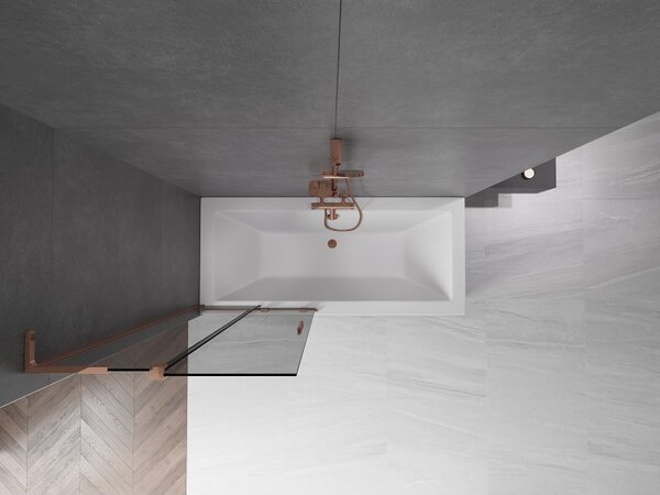 Mexen Velar L, 2 szárnyas eltolható kádparaván 80 x 150 cm, 8mm szürke üveg, rózsa arany, 896-080-003-41-60