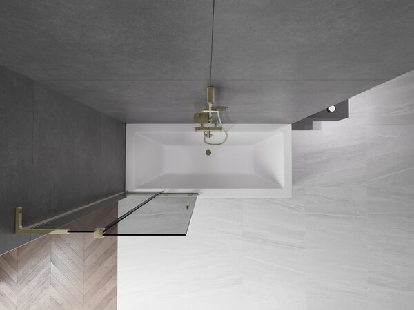 Mexen Velar L, 2 szárnyas eltolható kádparaván 80 x 150 cm, 8mm szürke üveg, arany fényes, 896-080-003-41-50