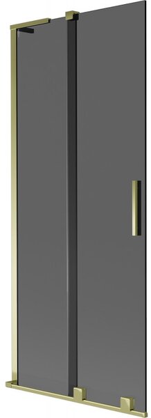 Mexen Velar L, 2 szárnyas eltolható kádparaván 80 x 150 cm, 8mm szürke üveg, arany fényes, 896-080-003-41-50