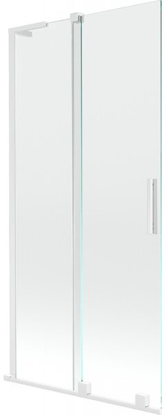 Mexen Velar L, 2 szárnyas eltolható kádparaván 90 x 150 cm, 8mm átlátszó üveg, fehér profil, 896-090-003-01-20