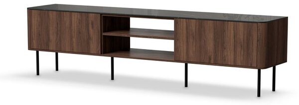 TV-szekrény, 200 cm, warmia dió / fekete márvány - MISTRAL