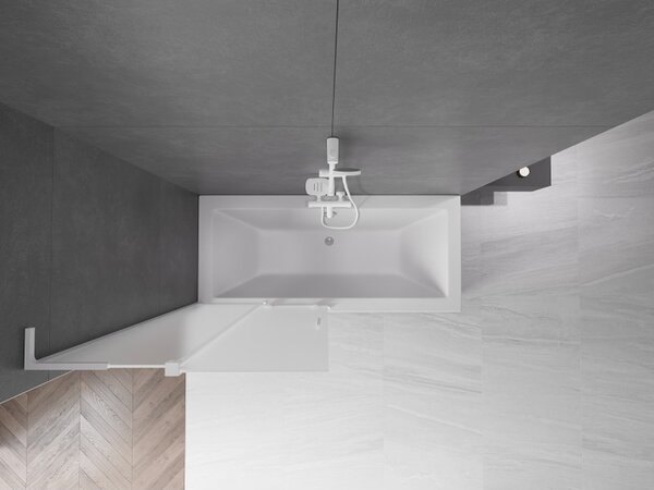 Mexen Velar L, 2 szárnyas eltolható kádparaván 90 x 150 cm, 8 mm mattüveg, fehér matt, 896-090-003-31-20