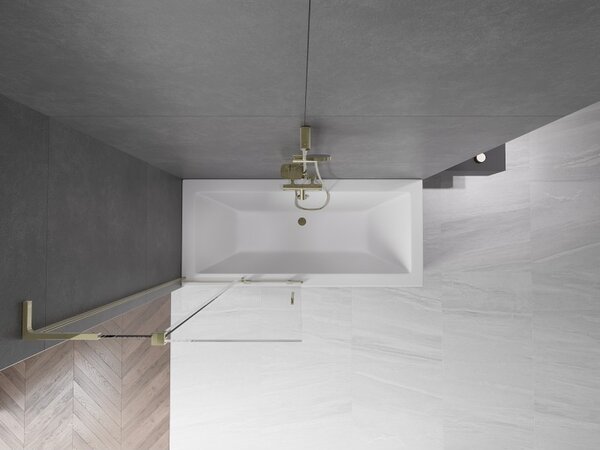 Mexen Velar L, 2 szárnyas eltolható kádparaván 90 x 150 cm, 8mm átlátszó üveg, arany fényes profil, 896-090-003-01-50