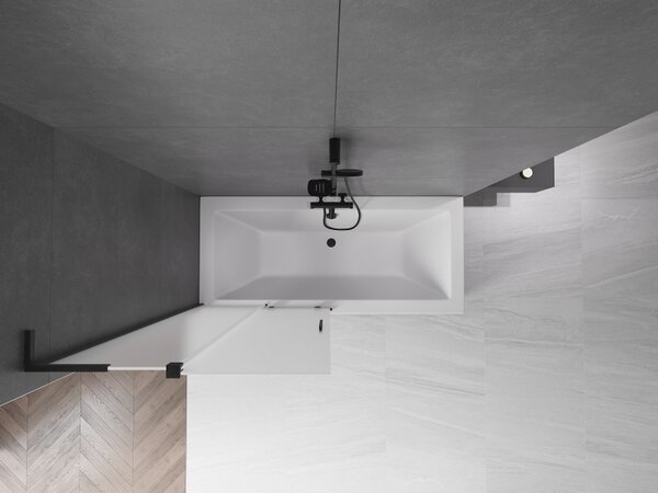 Mexen Velar L, 2 szárnyas eltolható kádparaván 90 x 150 cm, 8 mm mattüveg, fekete matt, 896-090-003-31-70