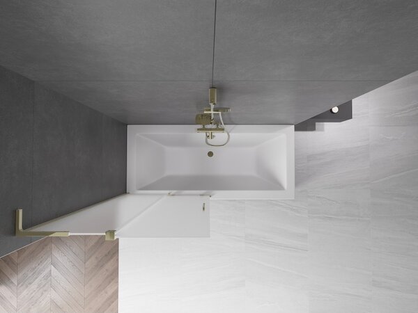 Mexen Velar L, 2 szárnyas eltolható kádparaván 95 x 150 cm, 8 mm-es mattüveg, arany fényes, 896-095-003-31-50