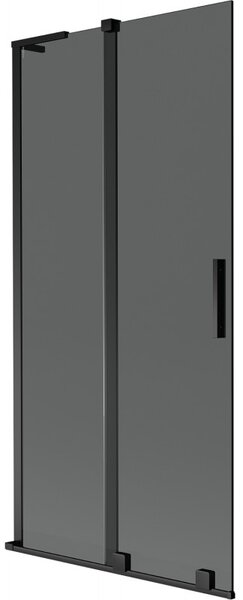 Mexen Velar L, 2 szárnyas eltolható kádparaván 90 x 150 cm, 8mm szürke üveg, fekete matt, 896-090-003-41-70