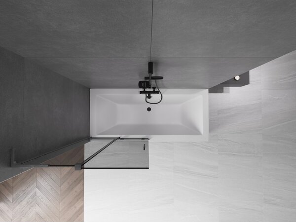 Mexen Velar L, 2 szárnyas eltolható kádparaván 90 x 150 cm, 8mm szürke üveg, polírozott grafit, 896-090-003-41-66
