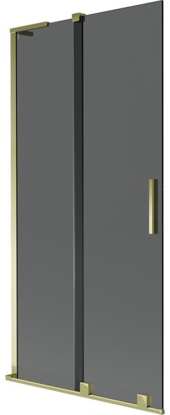 Mexen Velar L, 2 szárnyas eltolható kádparaván 90 x 150 cm, 8mm szürke üveg, arany fényes, 896-090-003-41-50