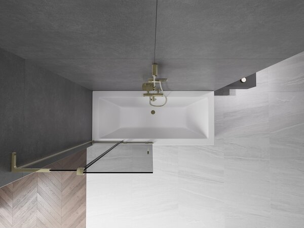 Mexen Velar L, 2 szárnyas eltolható kádparaván 90 x 150 cm, 8mm szürke üveg, arany fényes, 896-090-003-41-50