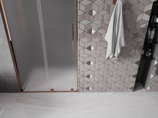 Mexen Velar L, tolózuhanyajtó nyílásig 90 cm, 8 mm-es matt üveg, rózsaszín arany, 871-090-003-31-60
